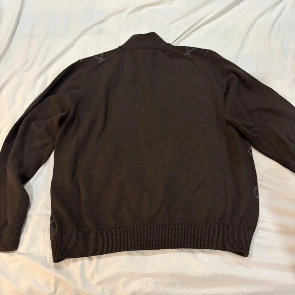 Brooks Brothers Merino Wool Quarter Zip Sweater Brown Argyle Diamond Mens XL